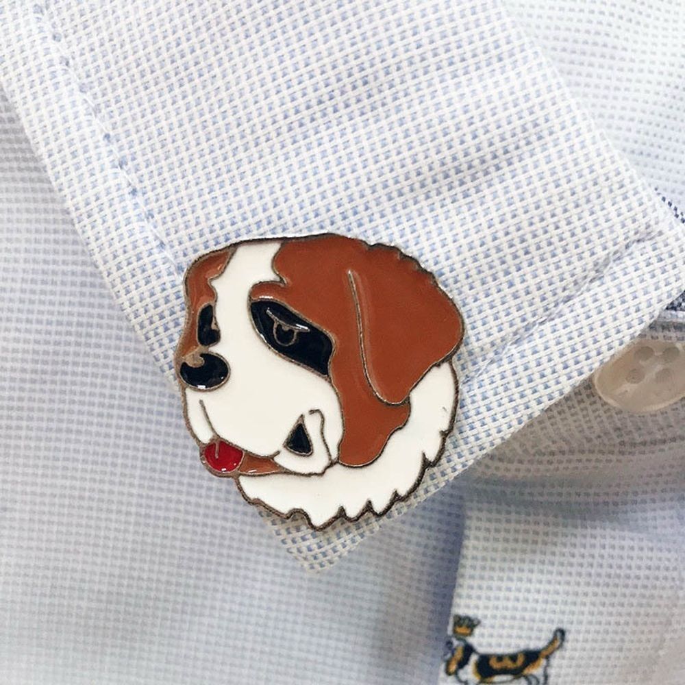 Cute St. Bernard Dog Enamel Pin – Cartoon Pup Accessory